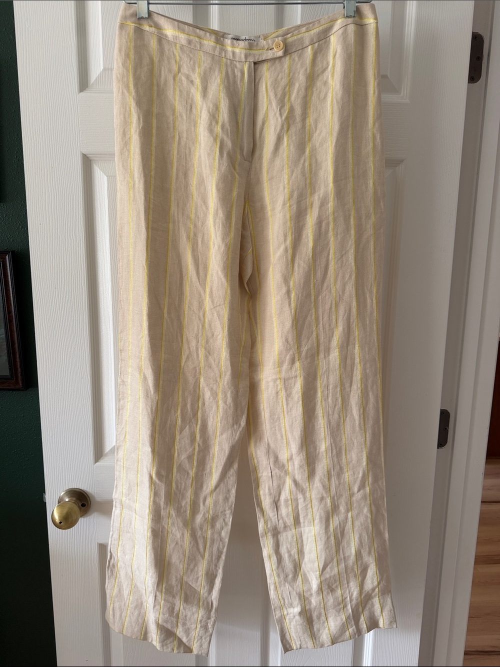 Metradamo Cream Pants with Yellow Pinstripes
